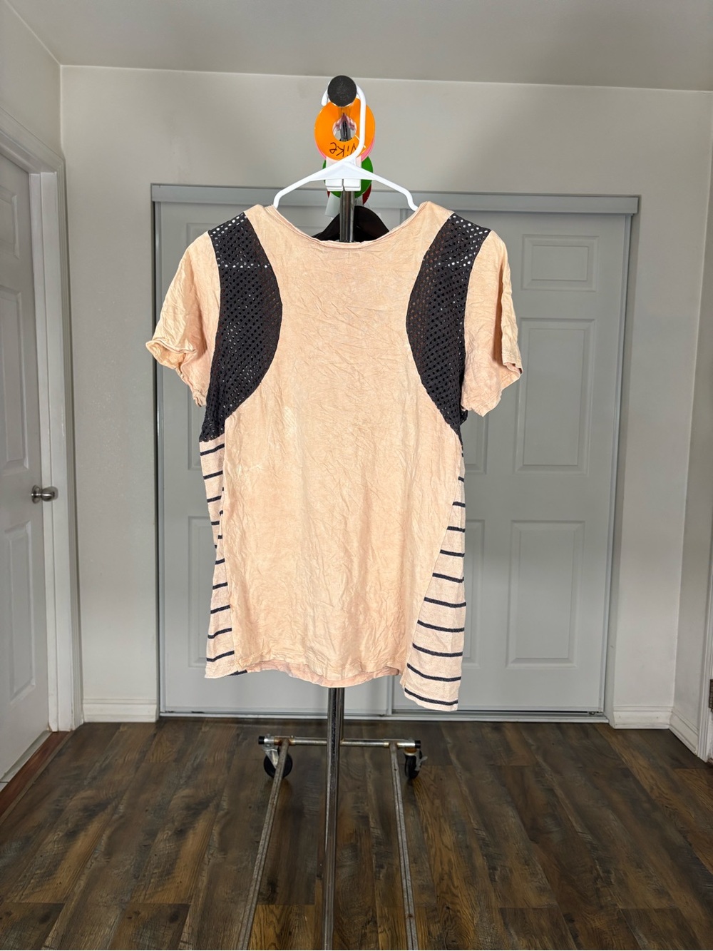 Peach Short Sleeve Graphic Tee with Black Accents - Picture 3 of 4